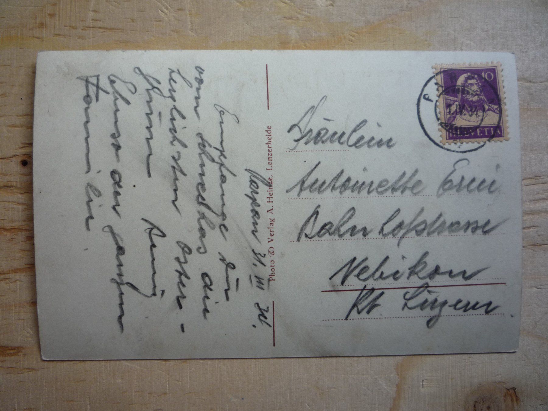 Cartoline postali: Parpan gegen Calanda, 1.IV.34 – Usato da Rieden SG venduto da Brockehuesli 1