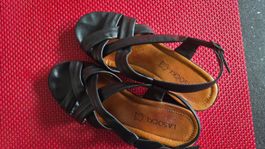 Lascocki Sandalen Damen Schwarz Leder Grösse 38
