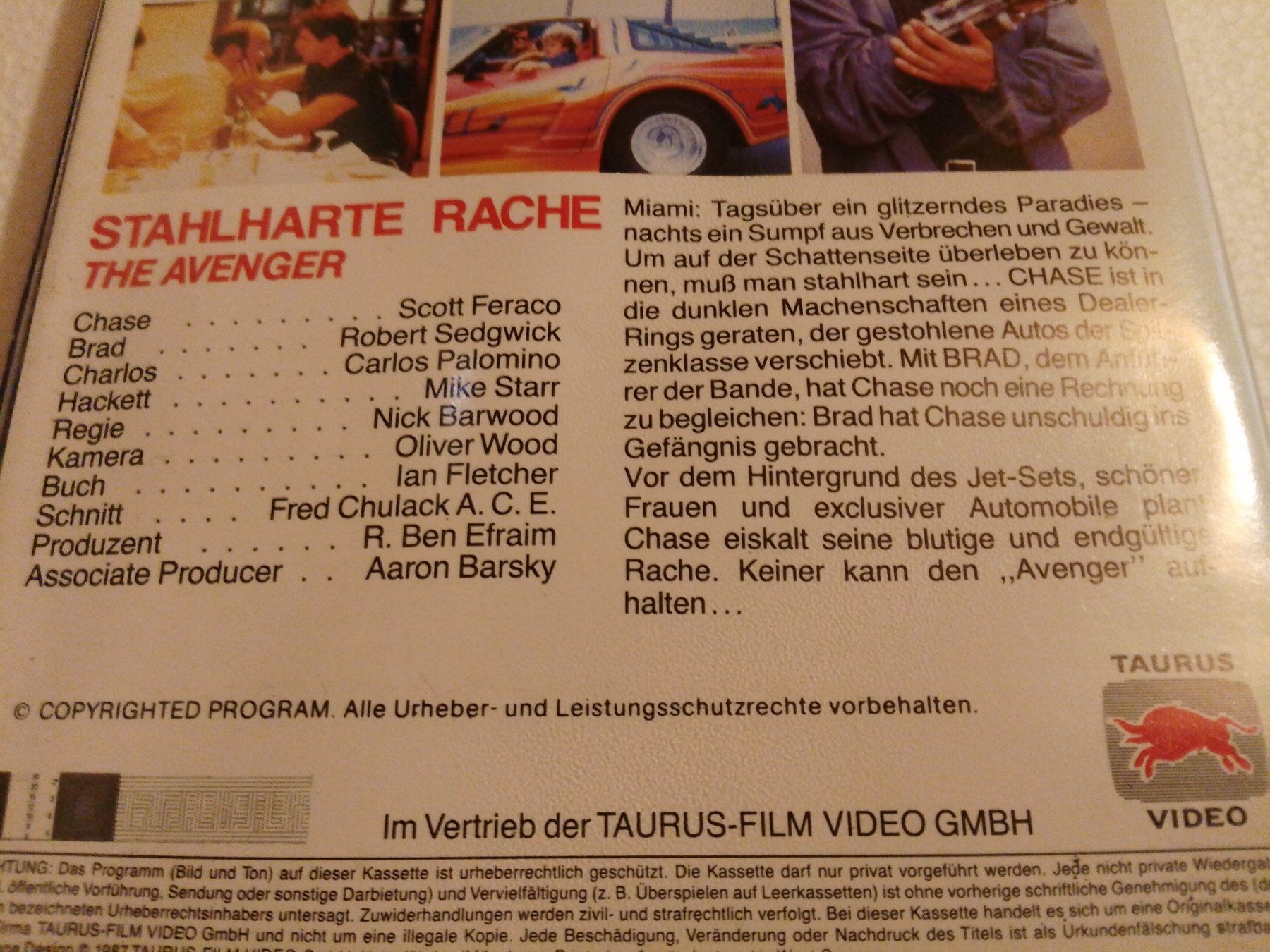 Alle VHS: Stahlharte Rache - The Avenger Embassy Taurus Video VHS – Gebraucht aus Remetschwil von Privatflohmi 1