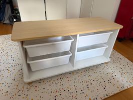 Toy Storage Unit with 4 Bins Wood Brand vertbaudet