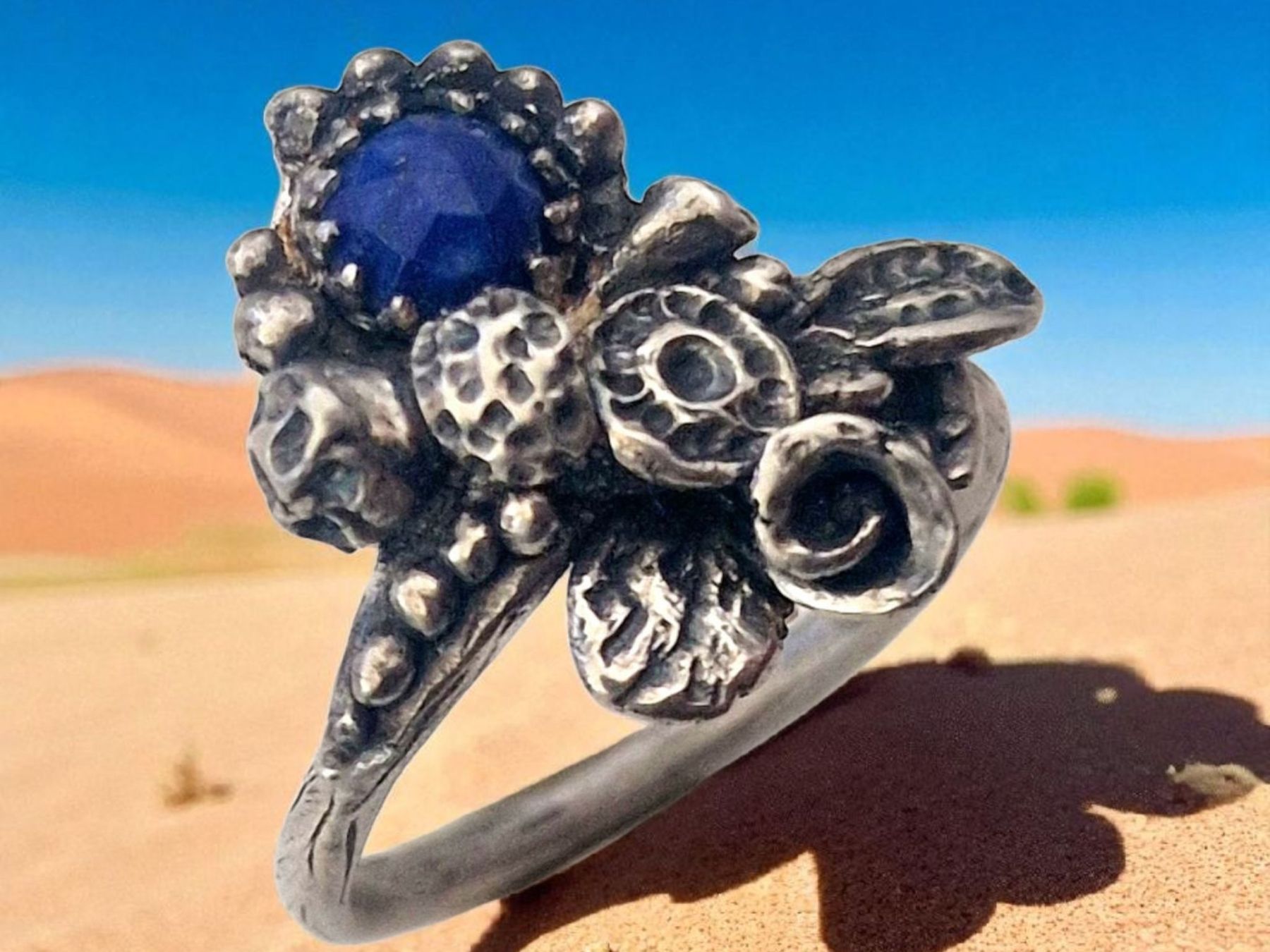 Anelli: Märchenhafter Silberring mit Lapislazuli, Grösse 61 – Nuovo e nell'imballaggio originale da Aarau venduto da Schmuckhoehle_MD 1