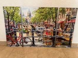 3-teiliges Bild/Gemälde "Amsterdam", Malen nach Zahlen