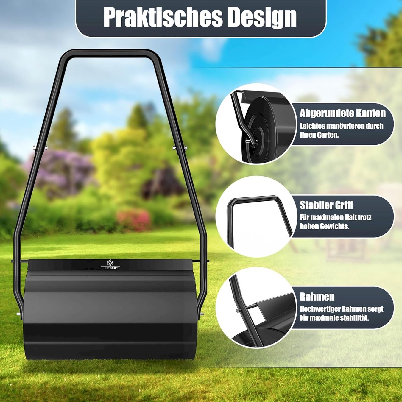 Attrezzi per la lavorazione del suolo: KESSER Rasenwalze 48l 60cm schwarz – Nuovo e nell'imballaggio originale da Bottighofen venduto da zaap 4