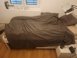 (Free) Bed frame with 3 storage boxes, white, 90x200 cm