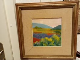 Gemälde Landschaft mit Rahmen signiert B. 90 guter Zustand