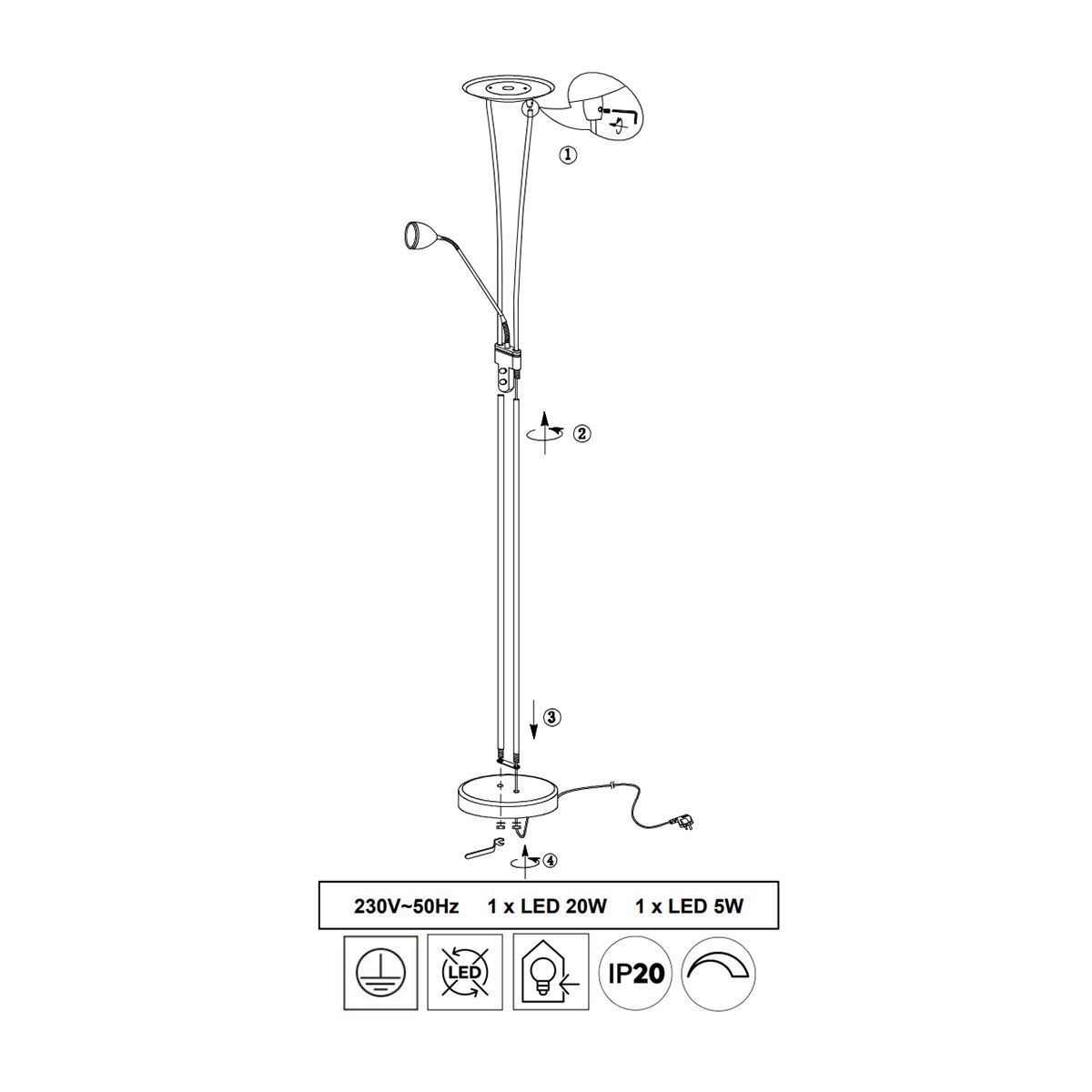 Lampade: LED Fluter, Dimmer, 180 cm Höhe – Nuovo (secondo la descrizione) da Kreuzlingen venduto da Smart-Light 3