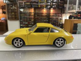 Porsche 911 Carrera 1993, Burago, Gelb, 1:18, Top Zustand!