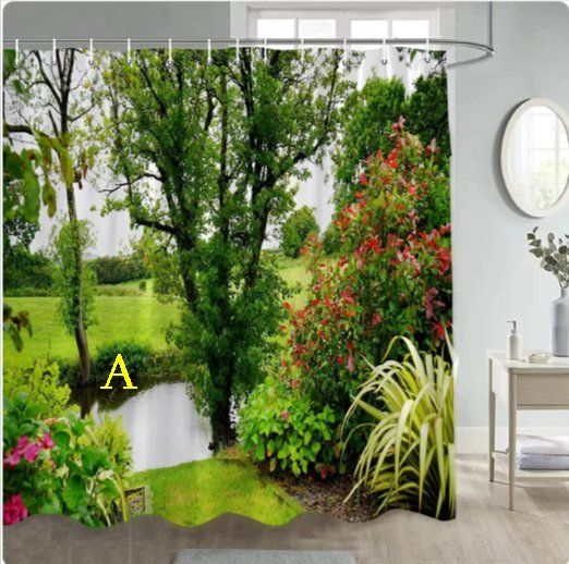 Vorhänge: Duschvorhang Wald, Blume, Baum – Neu und originalverpackt aus Amriswil von Ravinvida 1