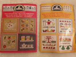 2 Mini-Broschüren mit Kreuzstichmustern - DMC - Auf Spanisch