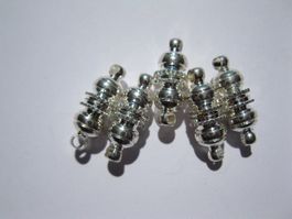 5 Magnetverschlüsse, Verschluss, Endstück, versilbert 6x15mm