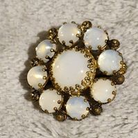 Vintage Brosche Opalin-/ Opalit- Opalglas & Messingfassung