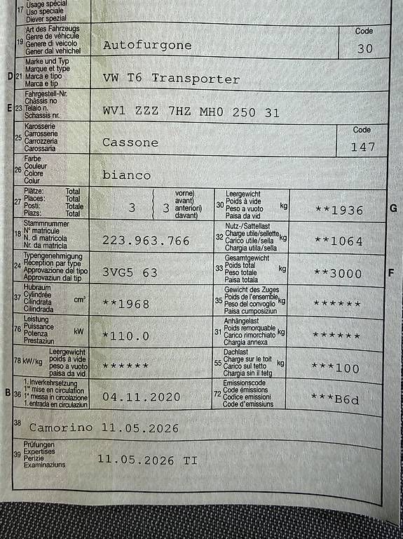 Nutzfahrzeuge: VW Transporter T6  – Gebraucht aus Giubiasco von automobili72 8