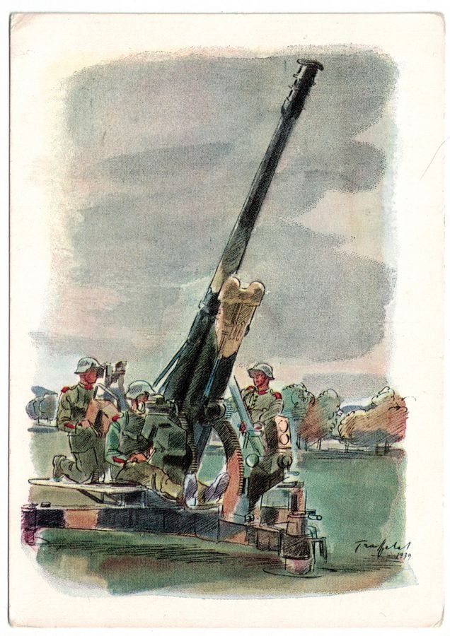 Cartoline postali: Grenzbesetzung 1939 - 6 - Flugabwehrgeschütz – Usato da Frauenfeld venduto da POML