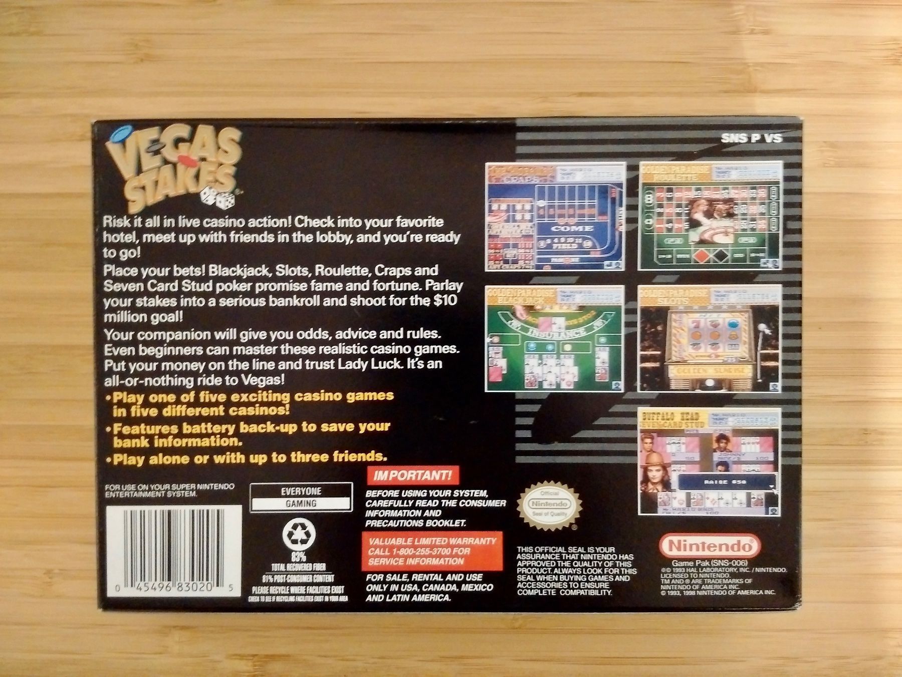 Nintendo Giochi: Vegas Stakes Super Nintendo NTSC – Nuovo (secondo la descrizione) da Winterthur venduto da Ricci2012 1