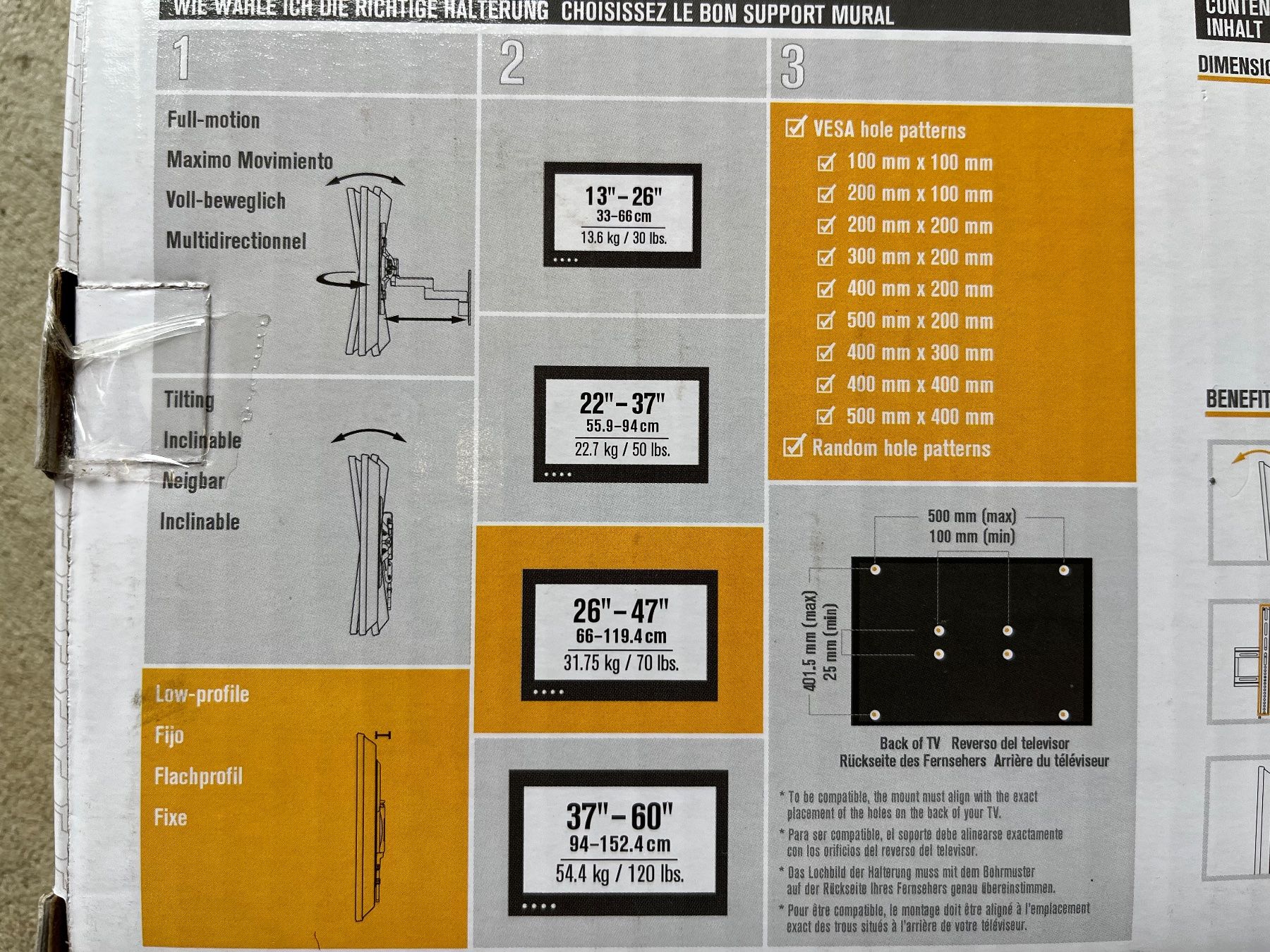 Supporti a parete: TV-Halterung 26"-47" TVs – Nuovo e nell'imballaggio originale da Wiesendangen venduto da plus-minus 4