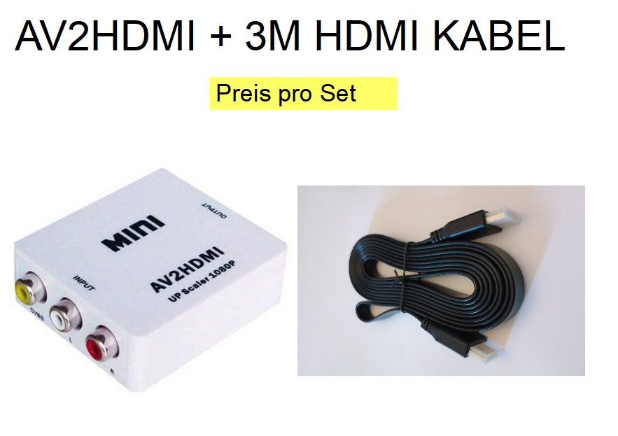 Adattatori: AV2HDMI + 3m HDMI zu HDMI Kabel SET – Nuovo e nell'imballaggio originale da Ermatingen venduto da rik4rdo