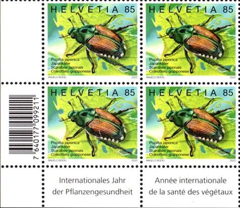 Alle Briefmarken: Viererblock Pflanzenschutz Japankäfer** – Neu (gemäss Beschreibung) aus Dottikon von haeusibuh5
