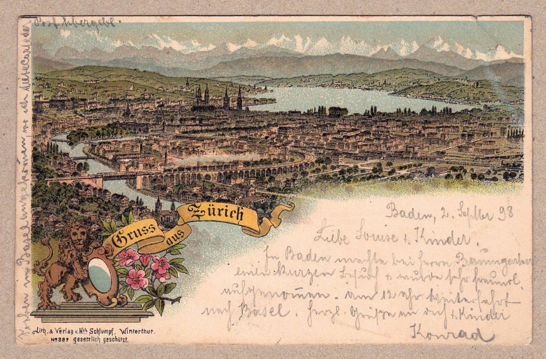 Ansichtskarten: 1898 Zürich, Litho-Karte – Gebraucht aus Kreuzlingen von Koi4