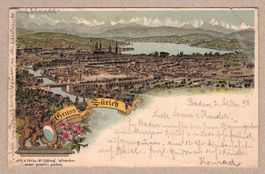 1898 Zürich, Litho-Karte