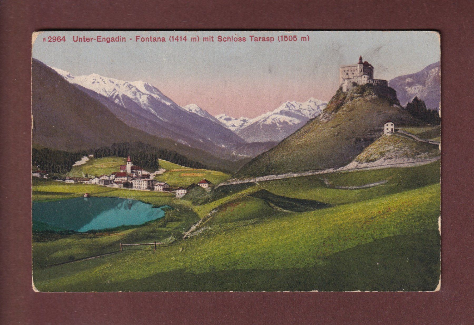 Ansichtskarten: FONTANA mit Schloss TARASP – Gebraucht aus Pully von nicecards-shop