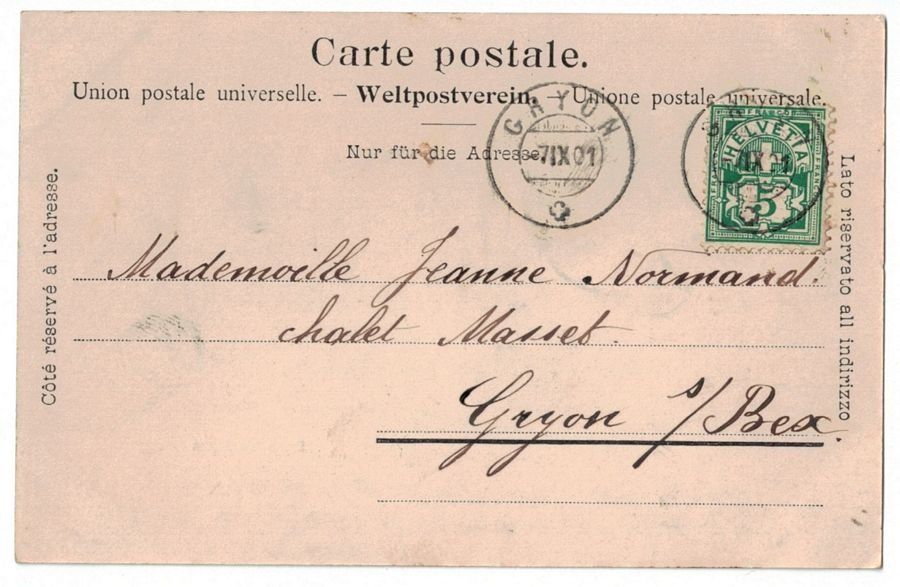 Cartoline postali: Dans les Alpes - Armailli avec chèvres, circulée 1901 – Usato da Frauenfeld venduto da POML 1
