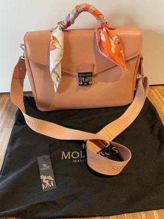 Maison Mollerus Avry Tasche peach rosé stampato Kalbsleder