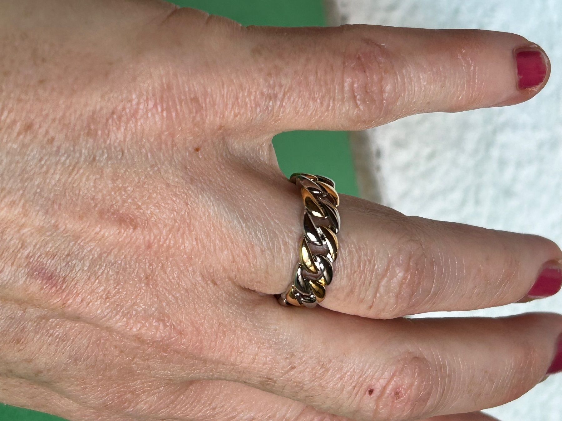 Ringe: Panzerketten Ring silbergold (57) – Gebraucht aus Laufen von Bellavitaboom 1