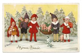 Bonne Année - Neujahr - Kinder - Schweine - Pilz - 1934