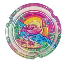 Aschenbecher rund aus Glas Design: Flamingo (600066)