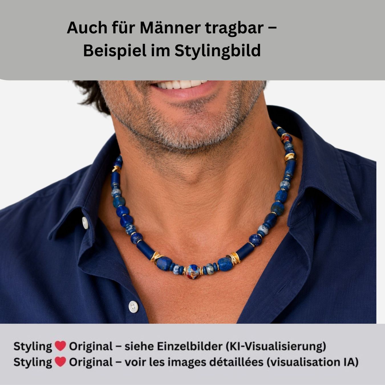 Ketten: Statement Lapislazuli  Murano Halskette  Unikat Silber – Neu und originalverpackt aus Lütisburg von Emarra 7