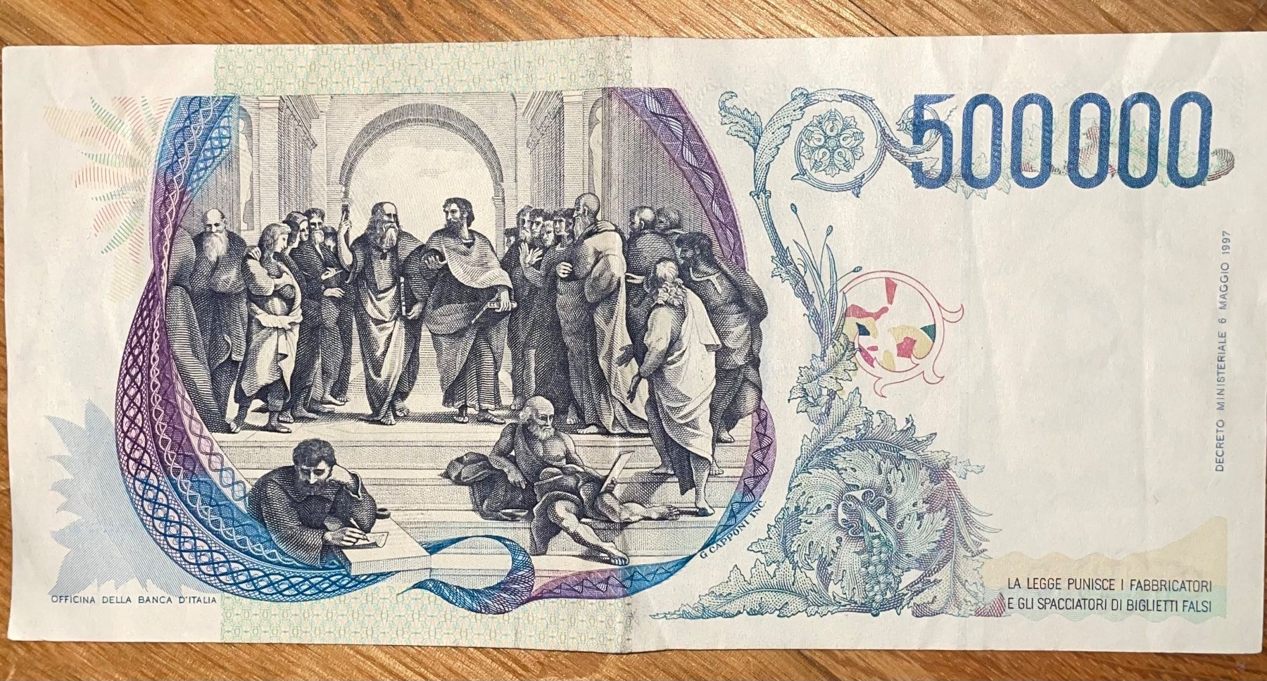 Banconote: 500000 Lire Banknote 1997 Raffaello – Usato da Grenchen venduto da Jimbo3743 1