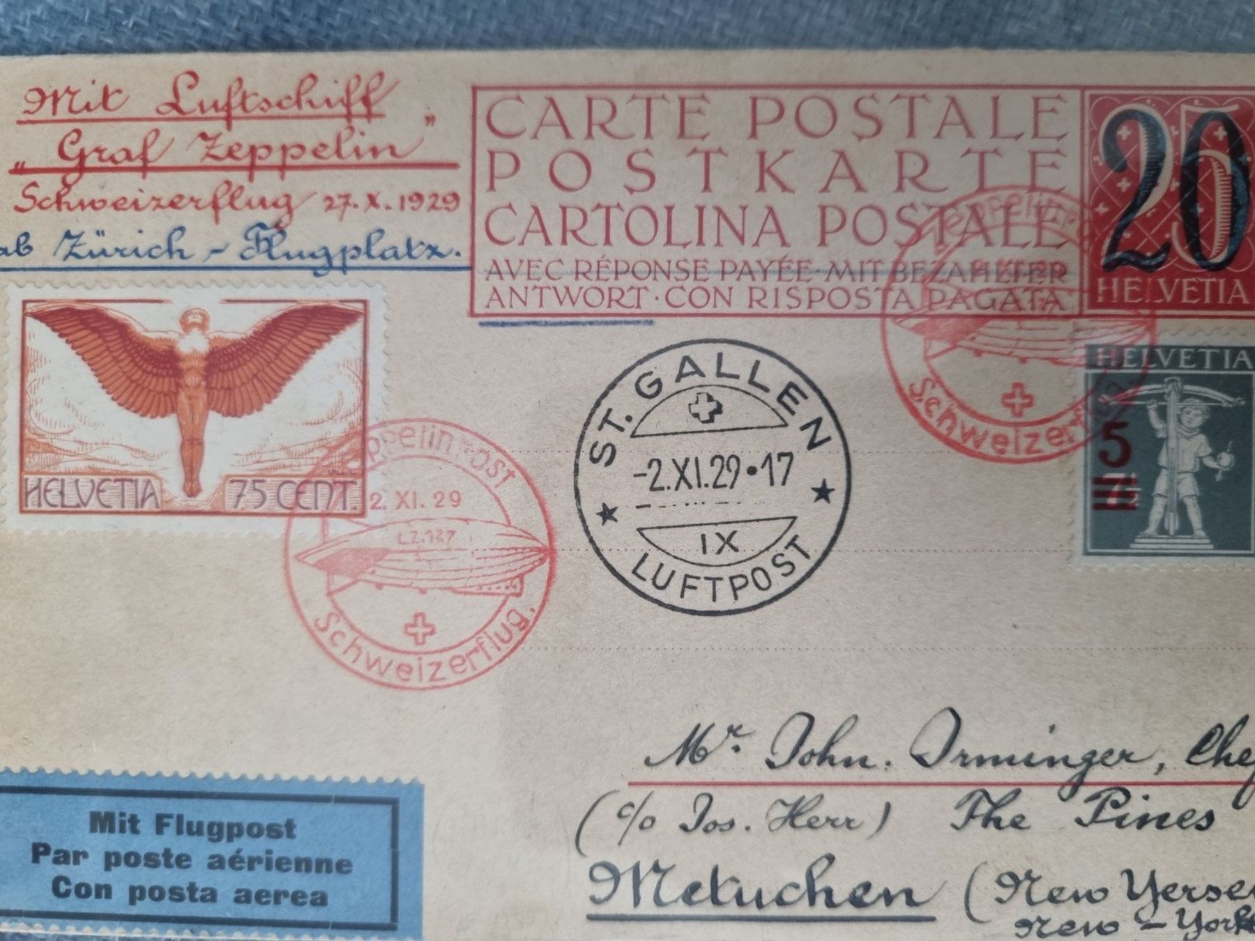Tous les timbres: LZ Graf Zeppelin 1929 Schweizer Flug – D'occasion à Baar par Saegi1