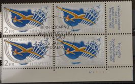 CH - Flugpost - Zst. Nr. F46 Viererblock mit Bogenrand