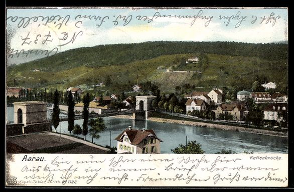 Cartoline postali: AK Aarau, Kettenbrücke – Usato da Berlin venduto da bartko-reher