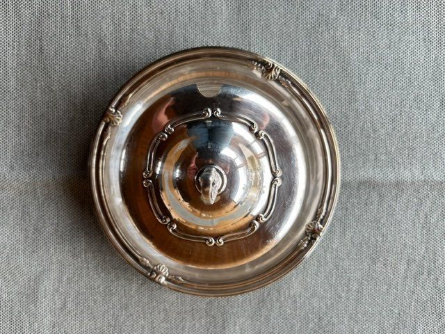 Zuccheriere: Zuckerdose versilbert, Schale Glas mit Gravur – Usato da Zürich venduto da bmu_d9mc 1