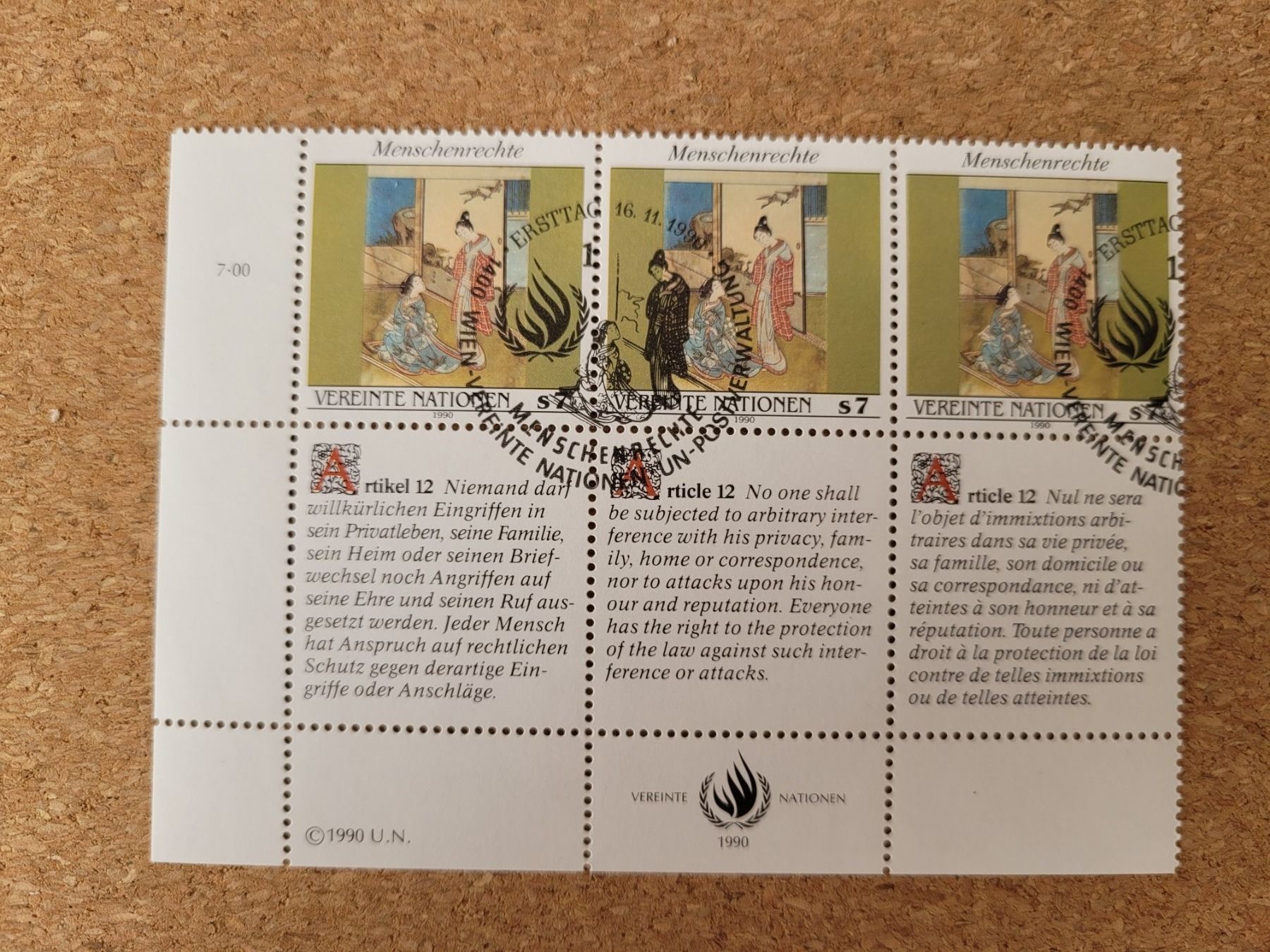Alle Briefmarken: Menschenrechte 1990 – Gebraucht aus Inwil von Flower2325