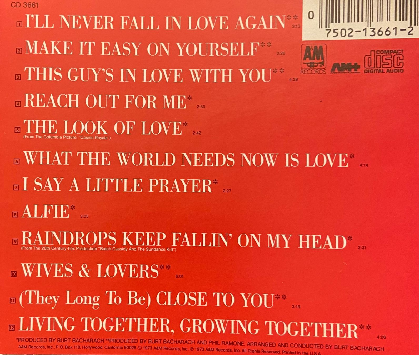 CDs: Burt Bacharach - Greatest Hits CD – Gebraucht aus Luzern von Lycka 1