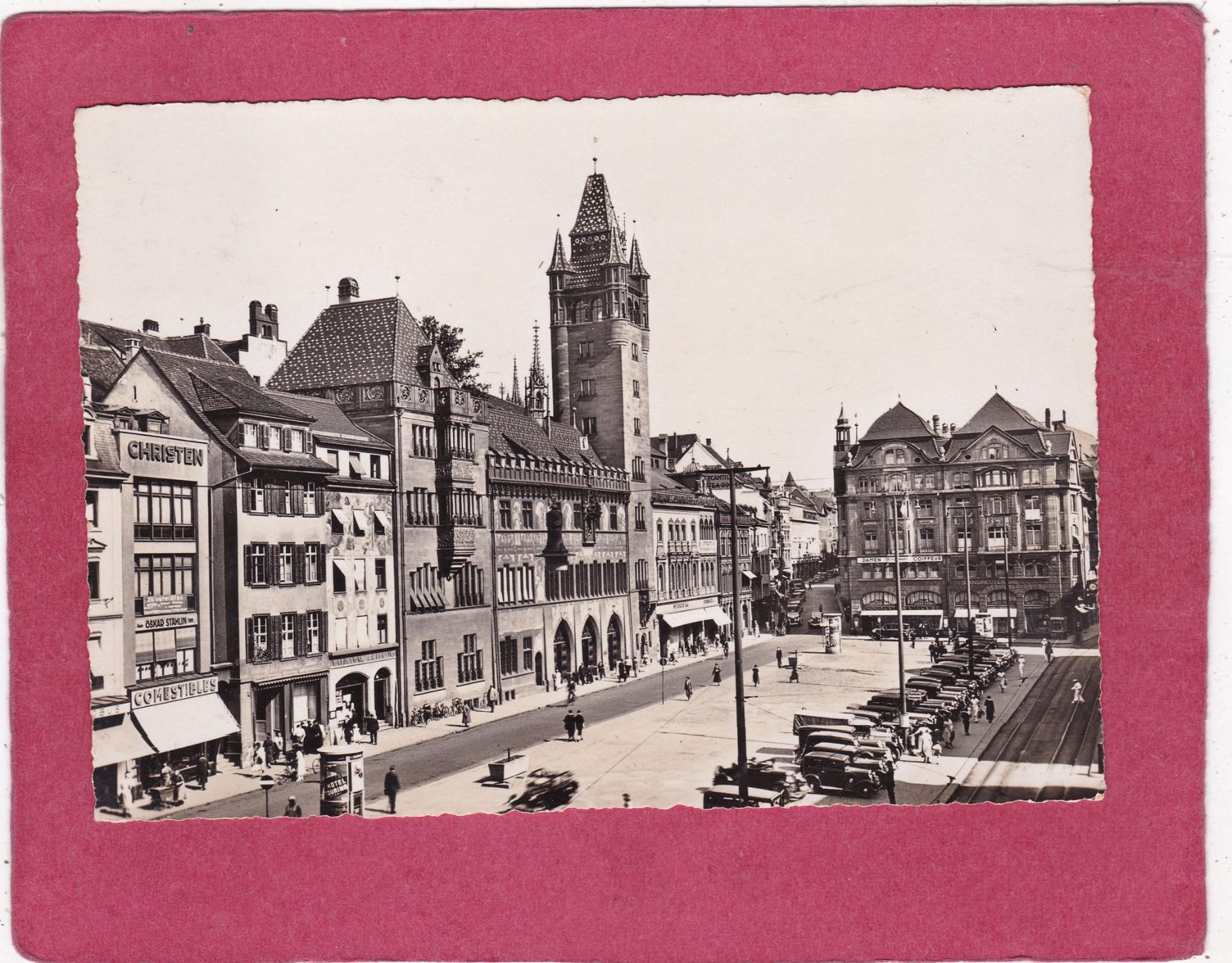 Ansichtskarten: Basel Marktplatz mit Rathaus 1942 – Gebraucht aus Herisau von Lisegrat2008
