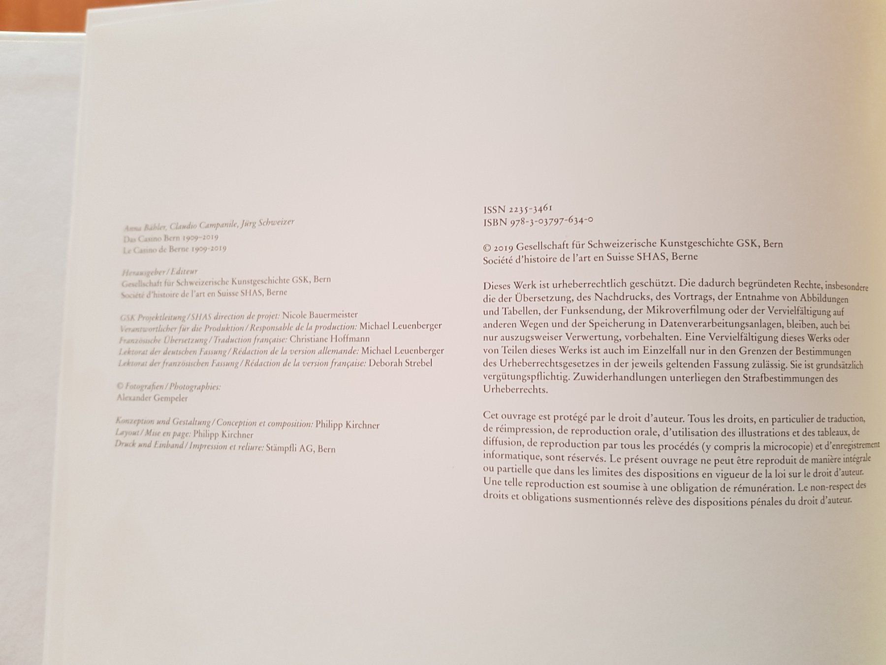 Libri: Buch: Pages Blanches - Das Casino Bern - 1909 - 2019 – Usato da Walterswil BE venduto da Lonitti 6