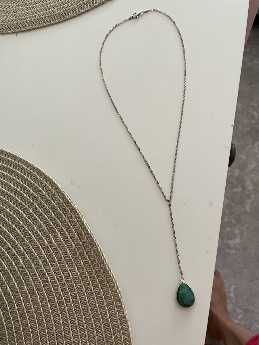 Catenine: Art Deco Collier Argent 925 avec pierre verte  – Usato da Worben venduto da benit.drn