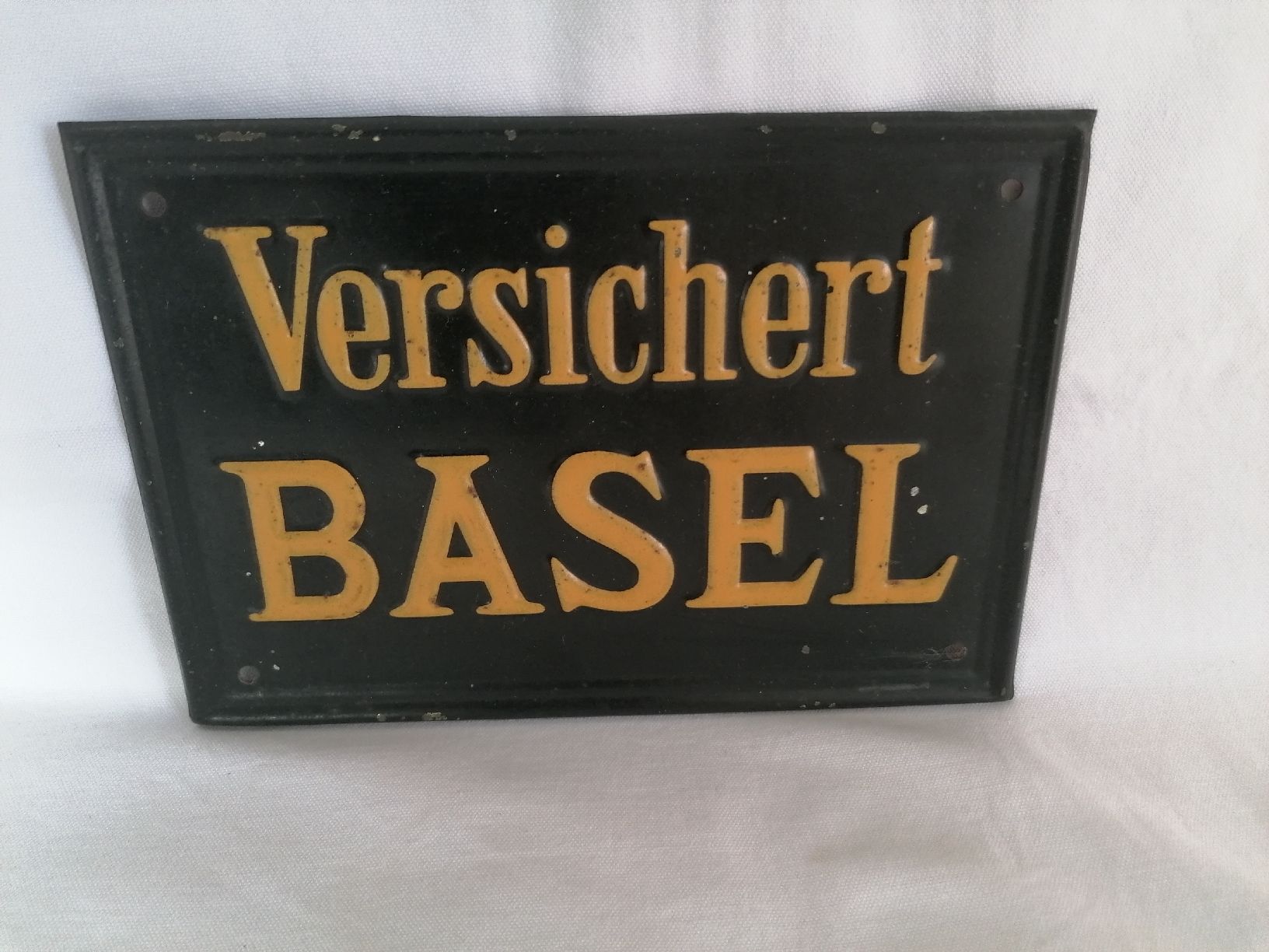 Insegne: Blechschild / Versichert Basel – Usato da Werthenstein venduto da Marsche1