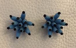 Boucles d’oreilles clips vintage couleur turquoise et noir