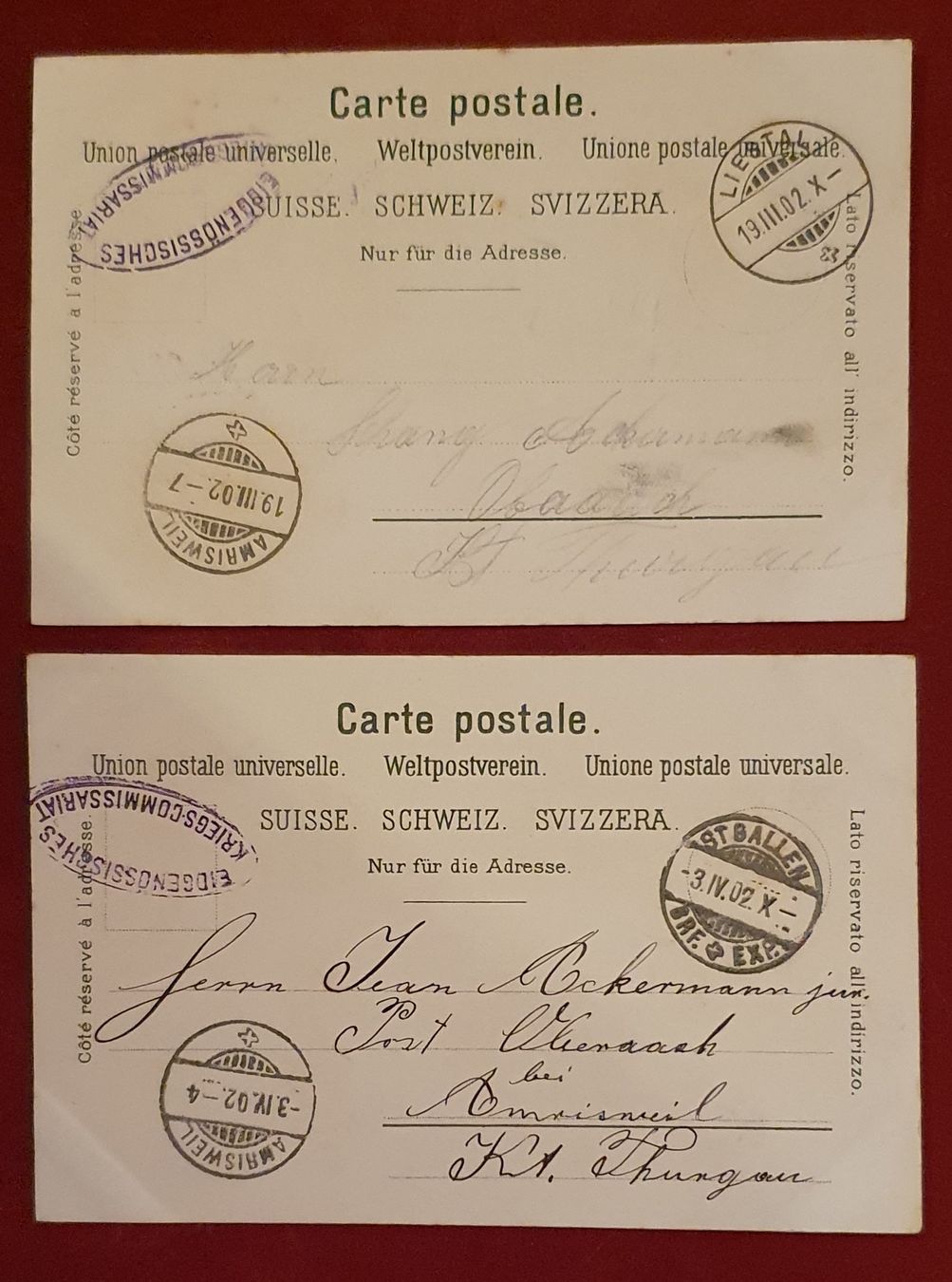 Cartoline postali: 2 Militärkarte 1902 – Usato da Kreuzlingen venduto da Rschweiz1 1