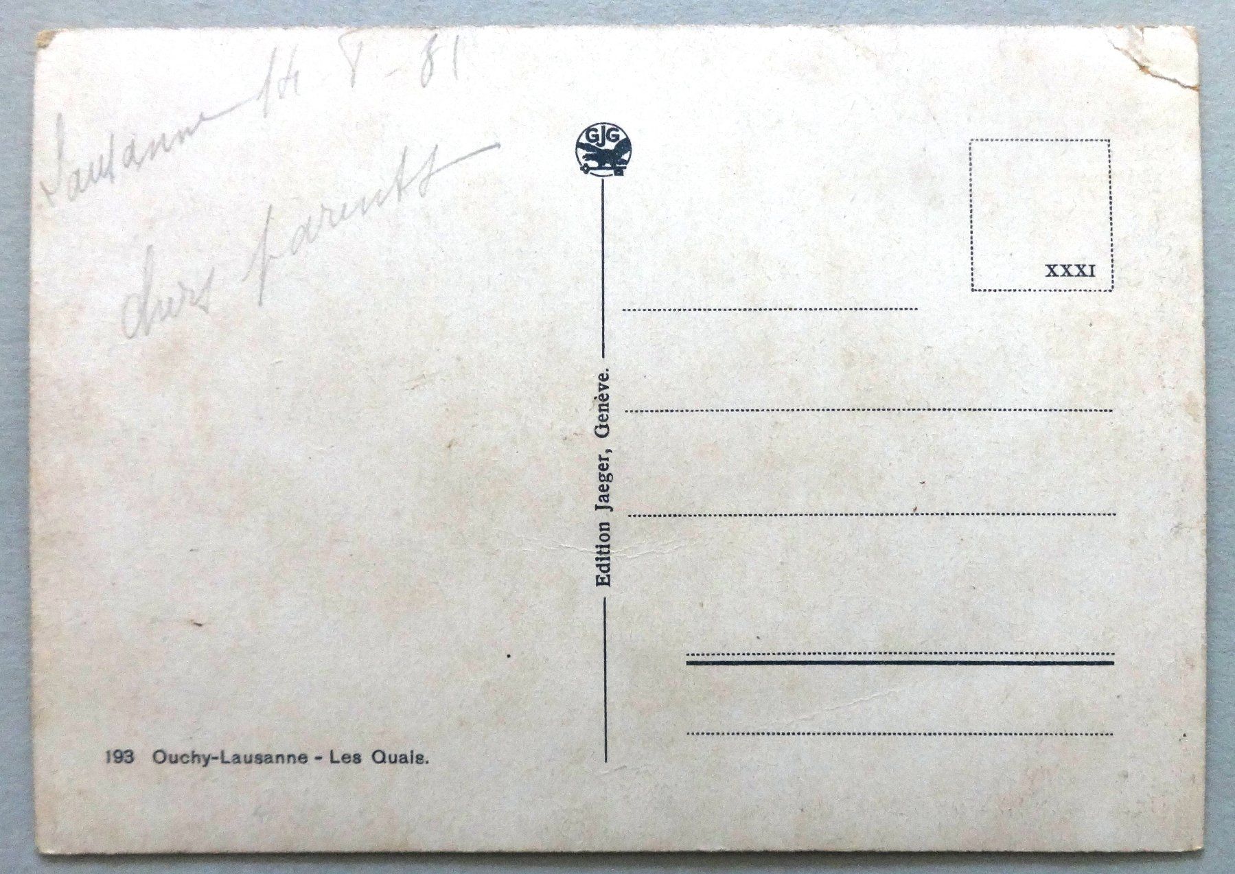 Cartoline postali: Ouchy-Lausanne - Les Quais – Difettoso da Fétigny venduto da Billy2miny 1