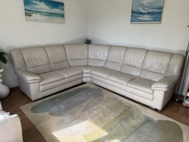 Ecksofa echt Leder beige 283x242 cm 2er und 3er eck