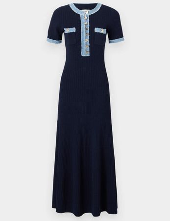 SANDRO Alecia Strickkleid Marine Gr. 40 (20323)