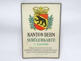 Antike Schülerkarte Kanton Bern auf Leinen, Landkarte
