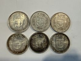 6 Stk 5.- 1949 Silber (15)