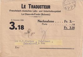 Streifband "Le Traducteur" P.P.-Stempel Chaux-de-Fonds 1928