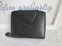 Portemonnaie schwarz aus Leder 12.5 x 10 x 3cm Neu